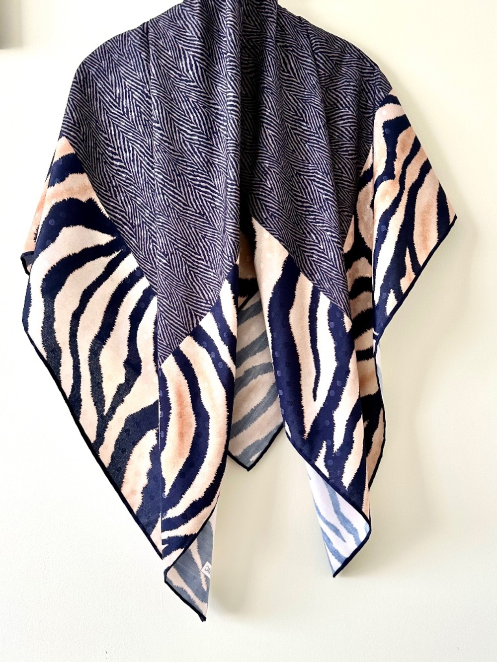 Vintage ZHIC Large Zebra Print Jacquard Scarf / Shawl